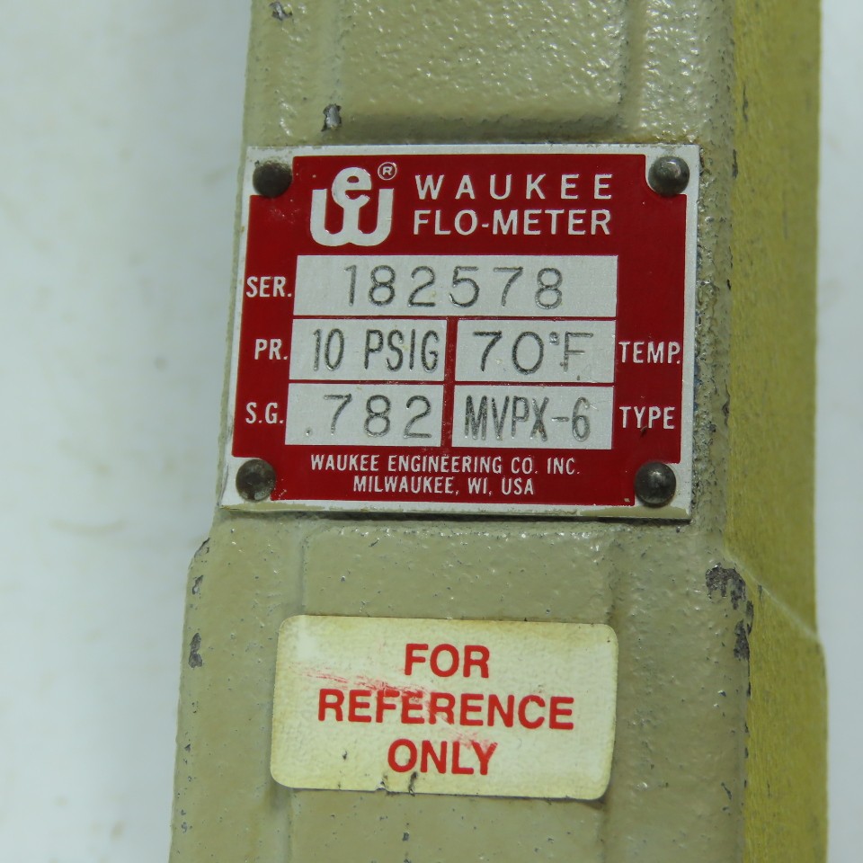 Waukee MVPX-6 Flo-Meter Gas Flow Meter PR 10PSIG 3/4″ NPT SG .0695 & 0.782 Lot/2