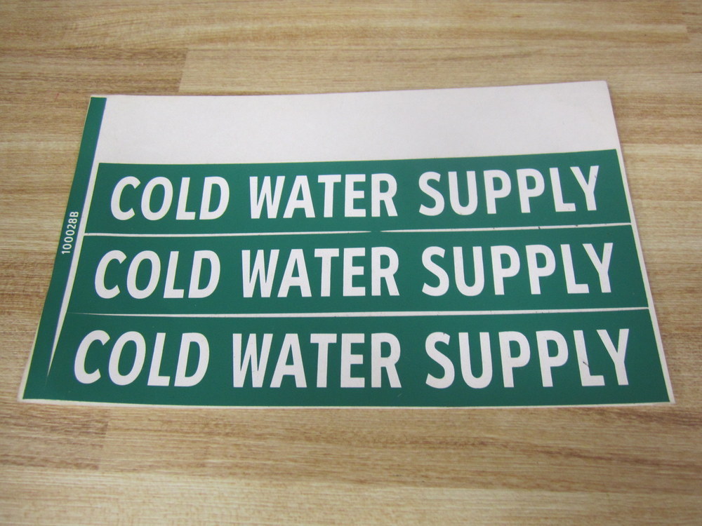 Lab Safety Supply 100028B Cold Water Supply Sign Minus 1 Label