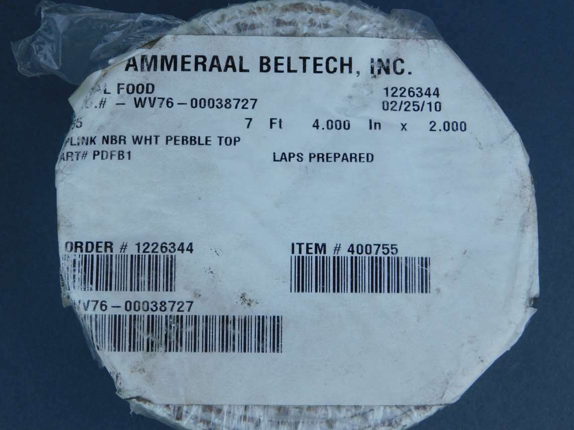 Ammeraal Beltech 7′ 4″ x 2″ Ziplink NBR White Pebble Top Conveyor Belt PDFB1 …