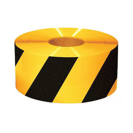 Mighty Line 6Rychv Floor Marking Tape, Rubber, Striped, Black, Yellow, 6 In W.