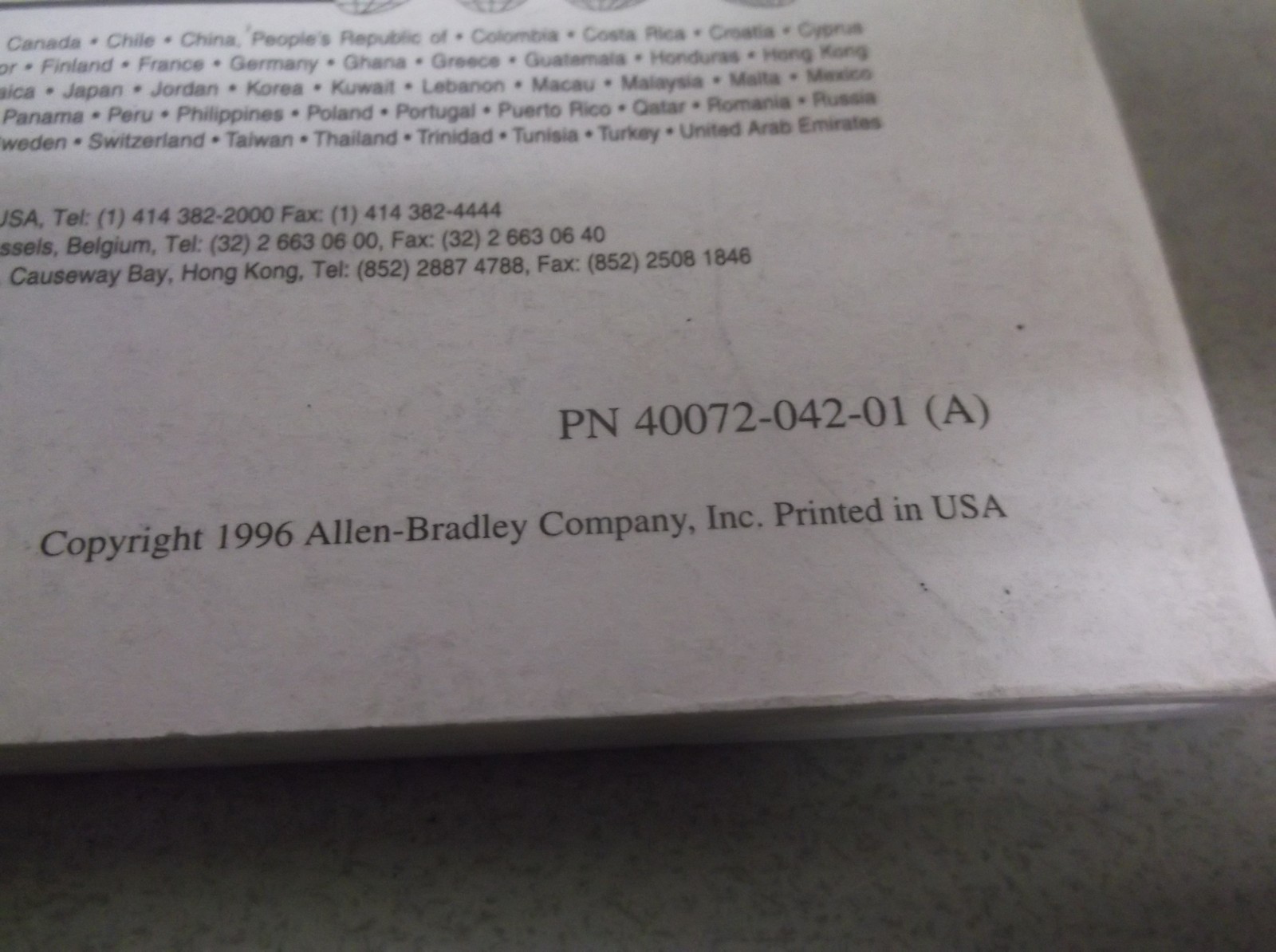Allen Bradley SLC500 40072-042-01 Installation Instructions, Nov 1996