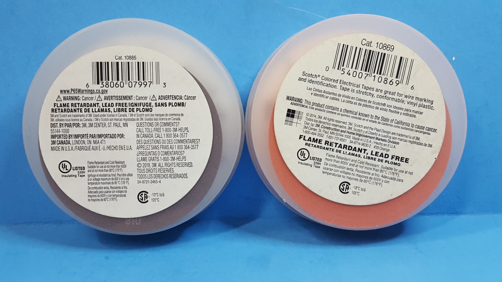2 Rools-3M/SCOTCH, 35 Brown & Orange Vinyl Electrical Tape