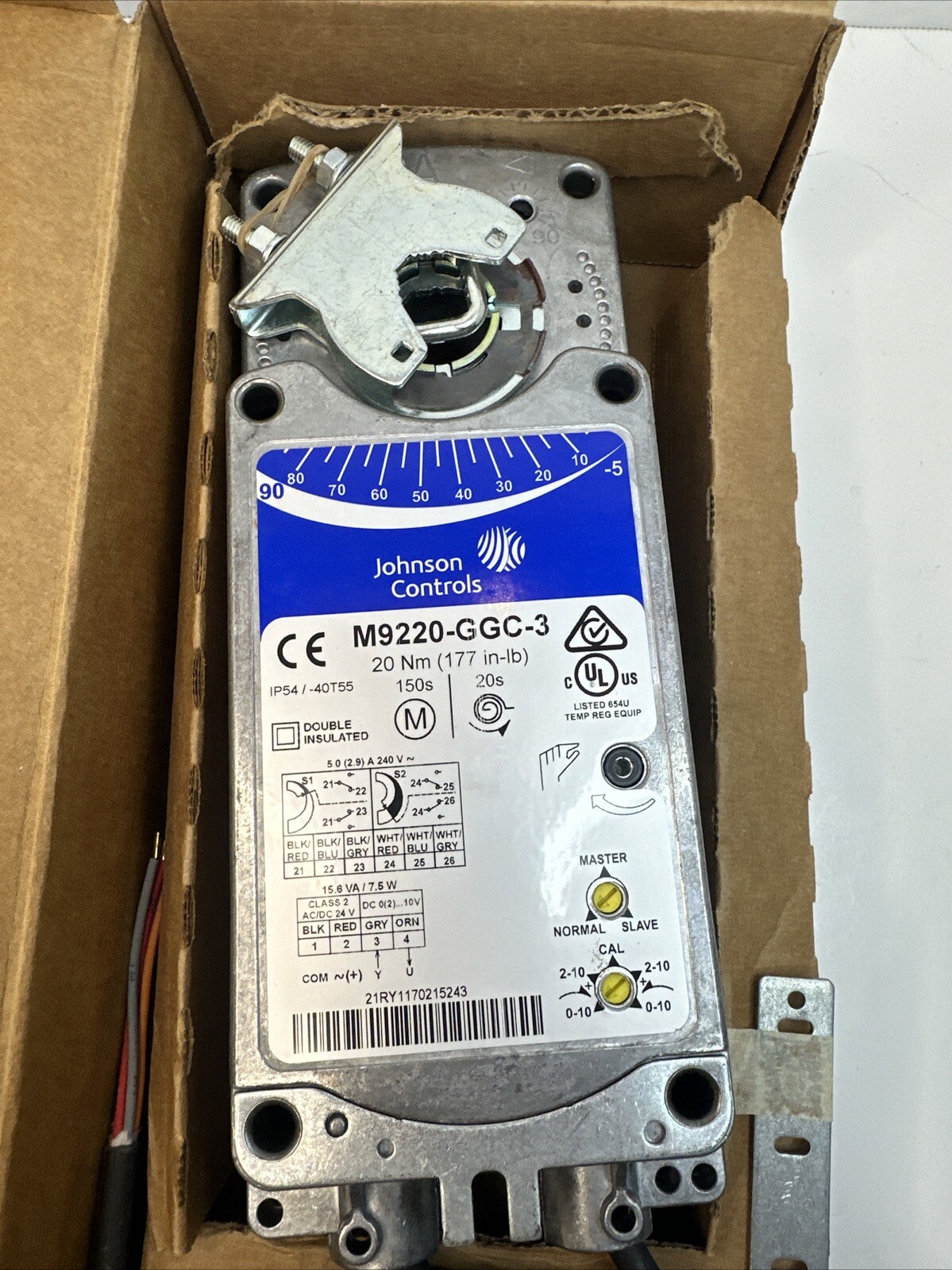 JOHNSON CONTROLS M9220-GGC-3 Actuator 24VAC/VDC 20Nm 177 in/lb Spring Return