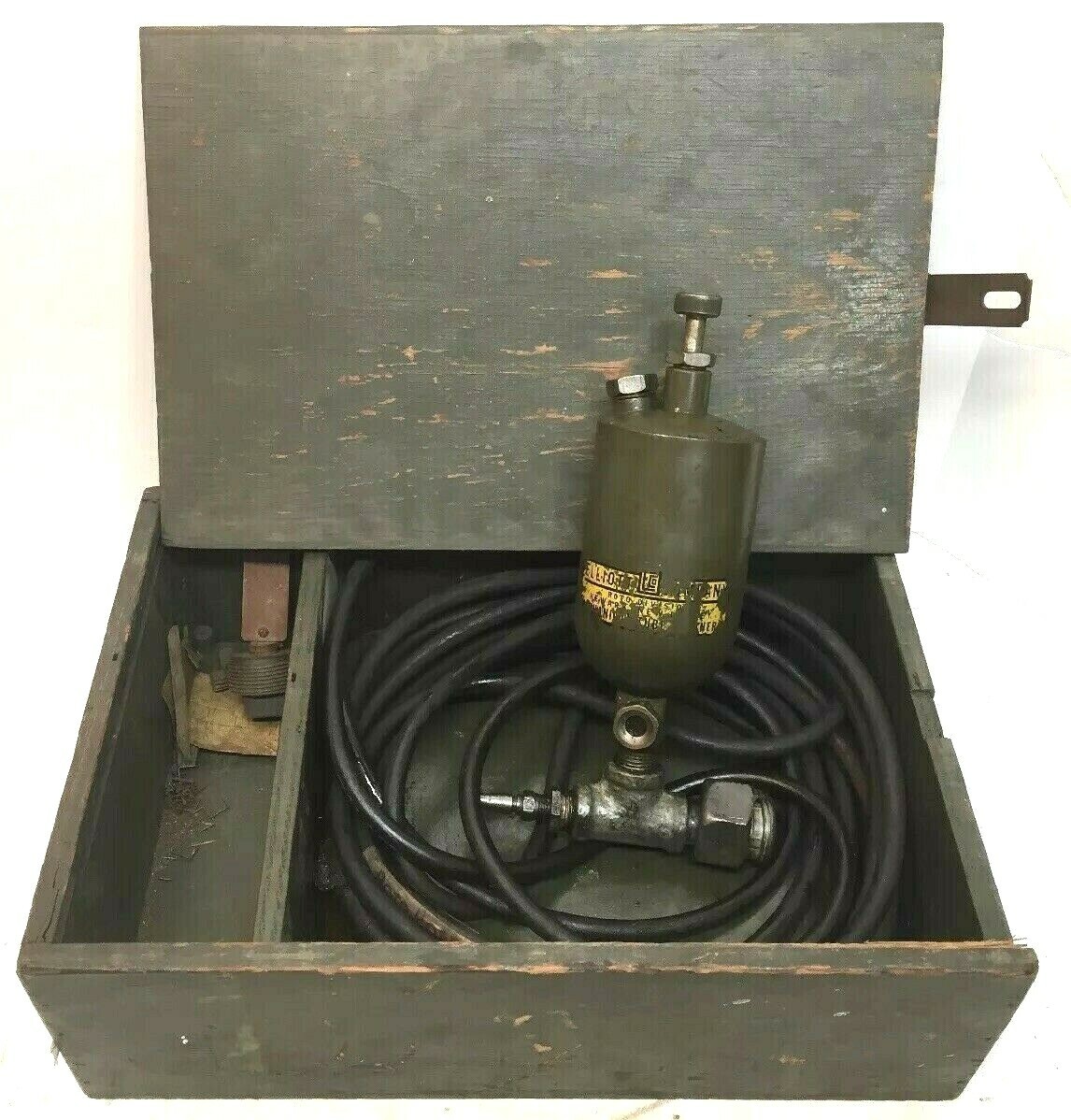 Vintage ELLIOTT MECHANICAL TUBE CLEANER With Wood Case -Industrial Era Rare Find