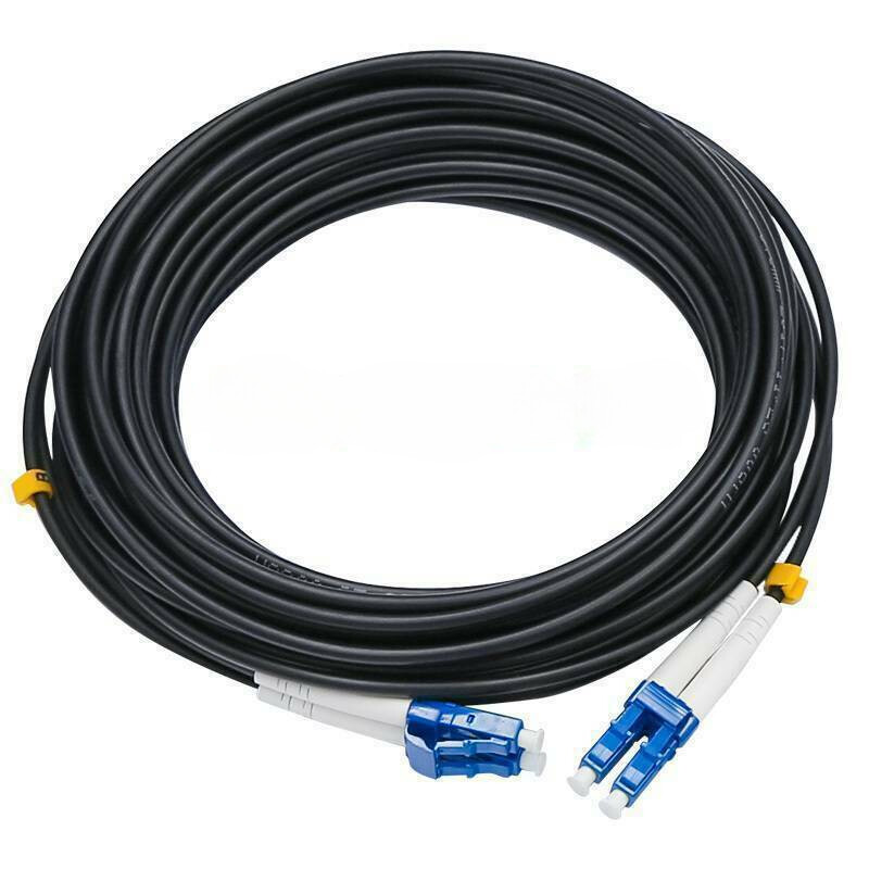 Black Armored Fiber Cable Duplex Fiber Optic Patch Cord 150M LC-LC UPC SM 9/125