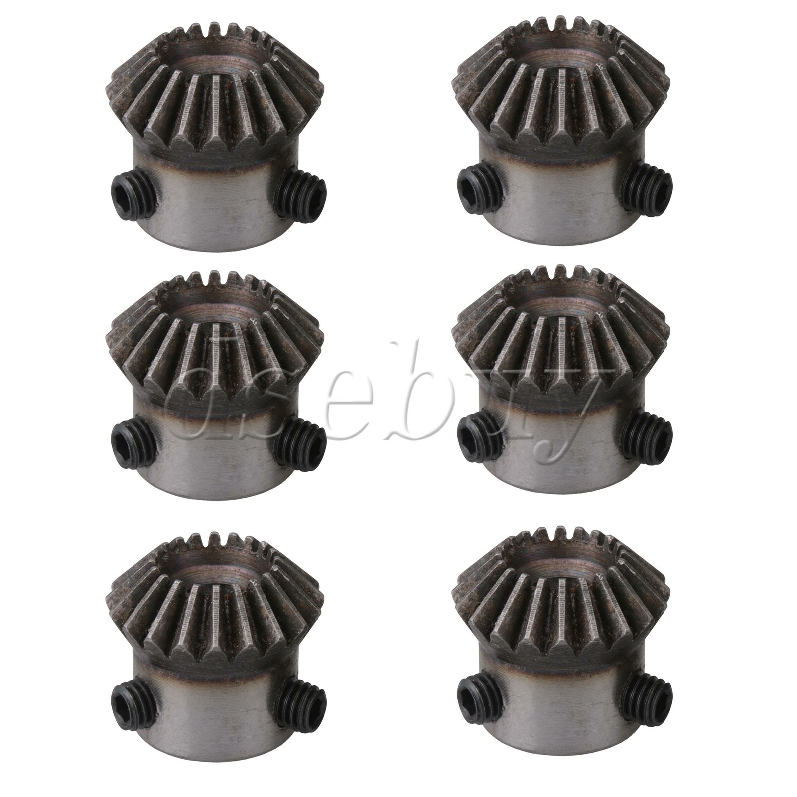 6 Pieces Silver 6mm Hole Diameter 20 Teeth Tapered Bevel Gear Wheel 1 Modulus