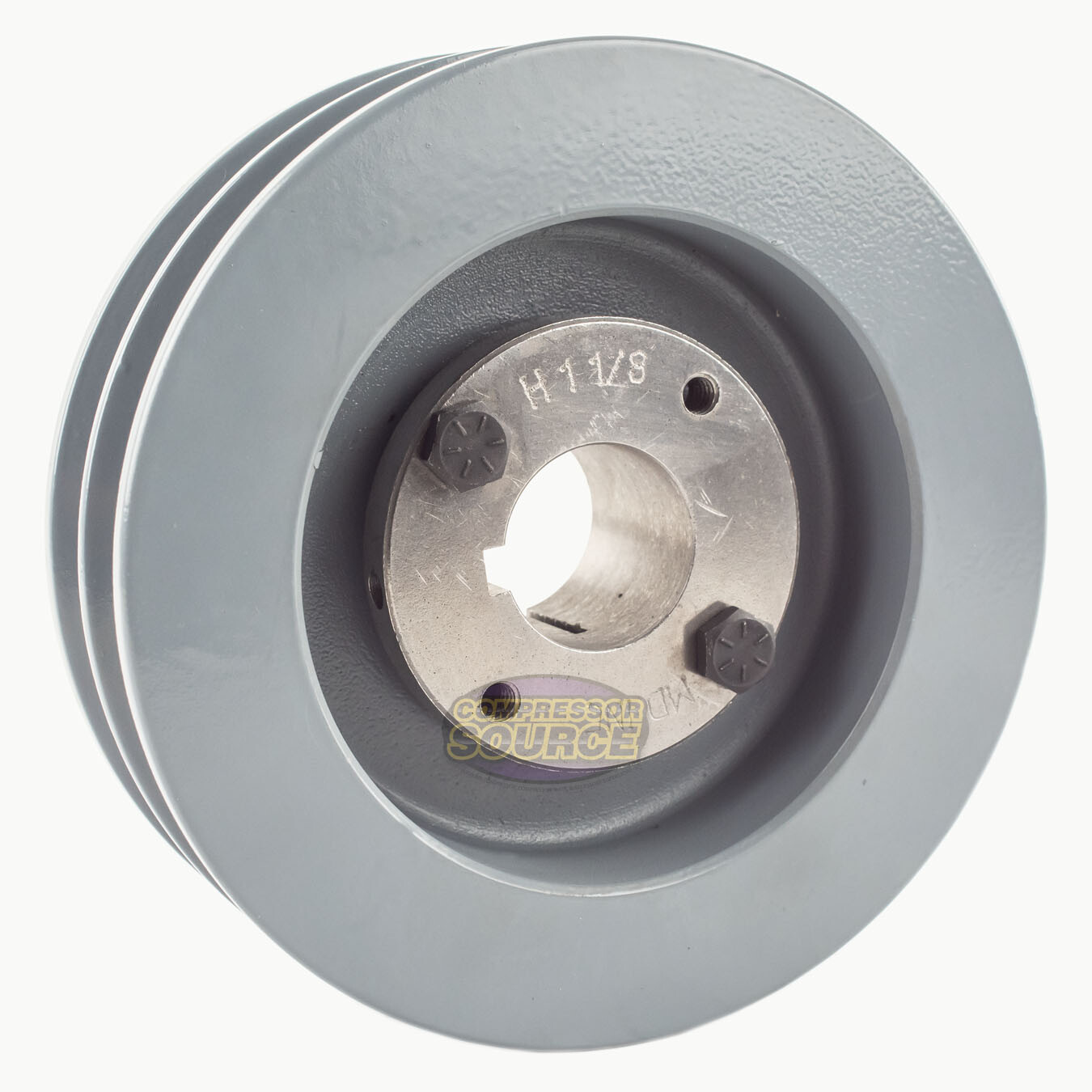 Cast Iron 5.5″ Dual Groove Belt B Section 5L Pulley w/ 1-1/8″ Sheave Bushing