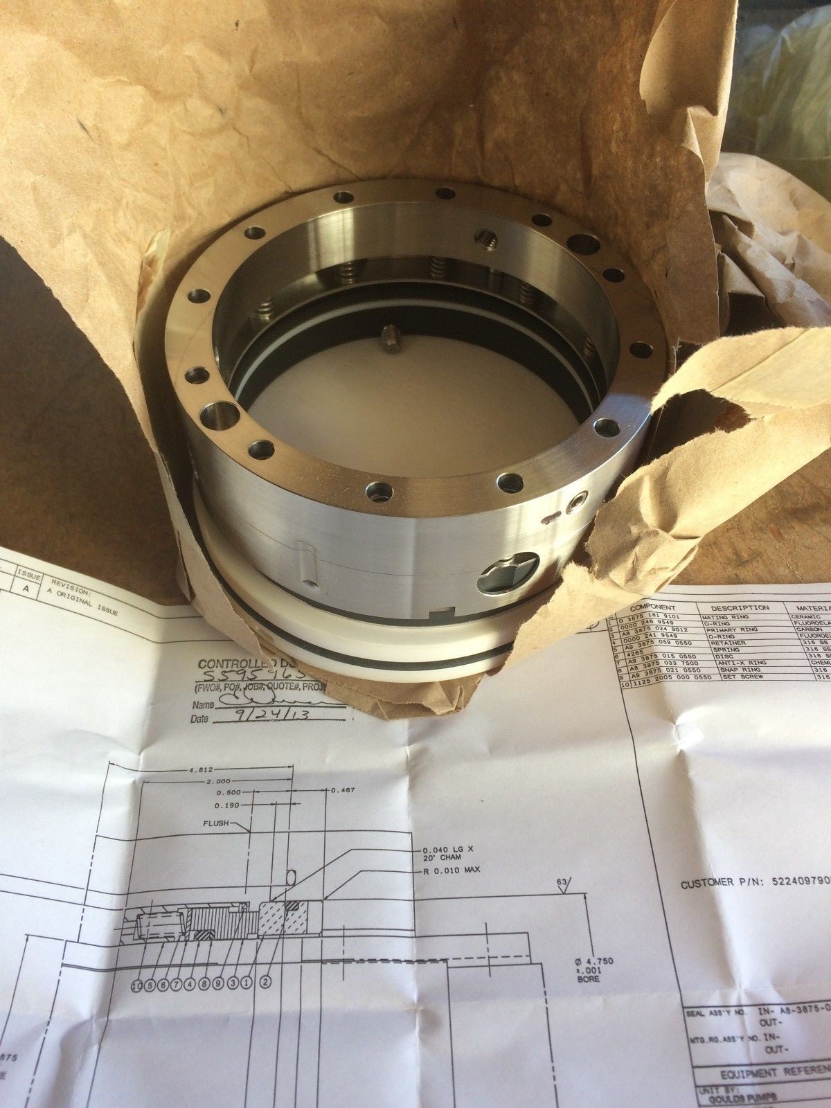 GOULDS PUMP MECHANICAL SEAL 3.875″ JOHN CRANE 8-1 SINGLE ASSEMBLY # 52240979001