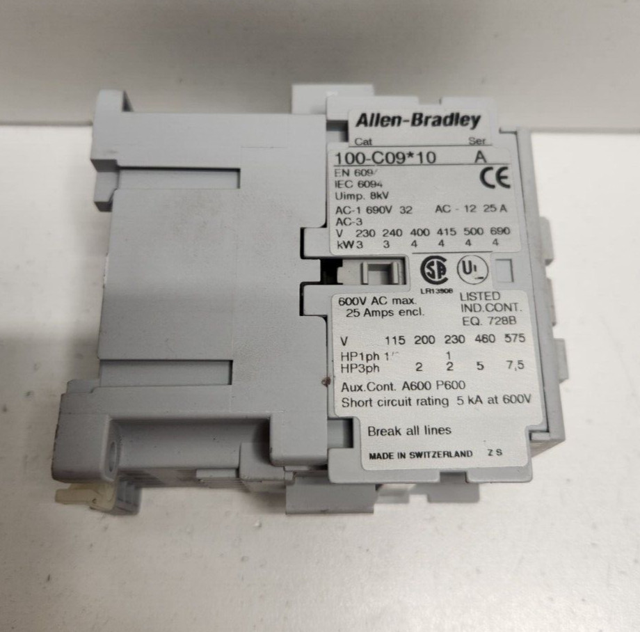 GUARANTEED! ALLEN-BRADLEY SER.A 3P 1N.O. 120V COIL CONTACTOR 100-C09D10