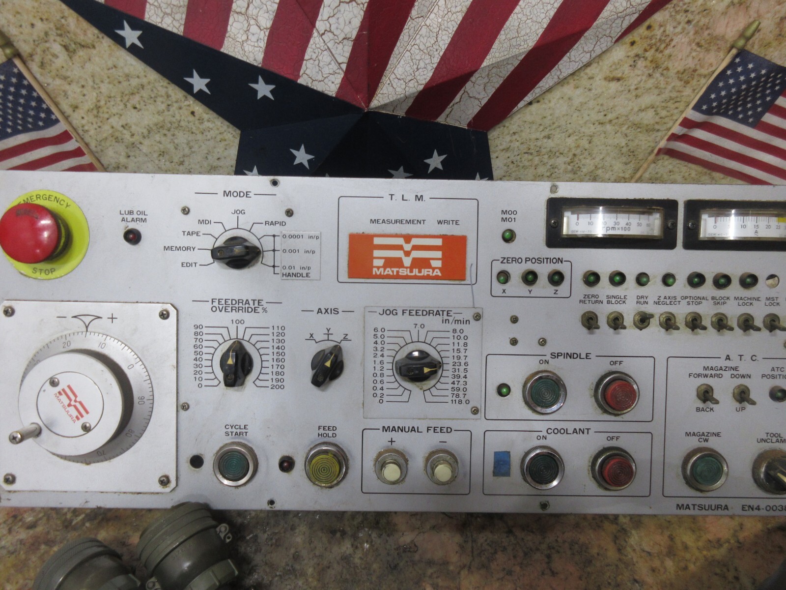 1981 MATSUURA MC-500V CNC MILL MAIN OPERATOR CONTROL PANEL EN4-00387 MGZ-10B