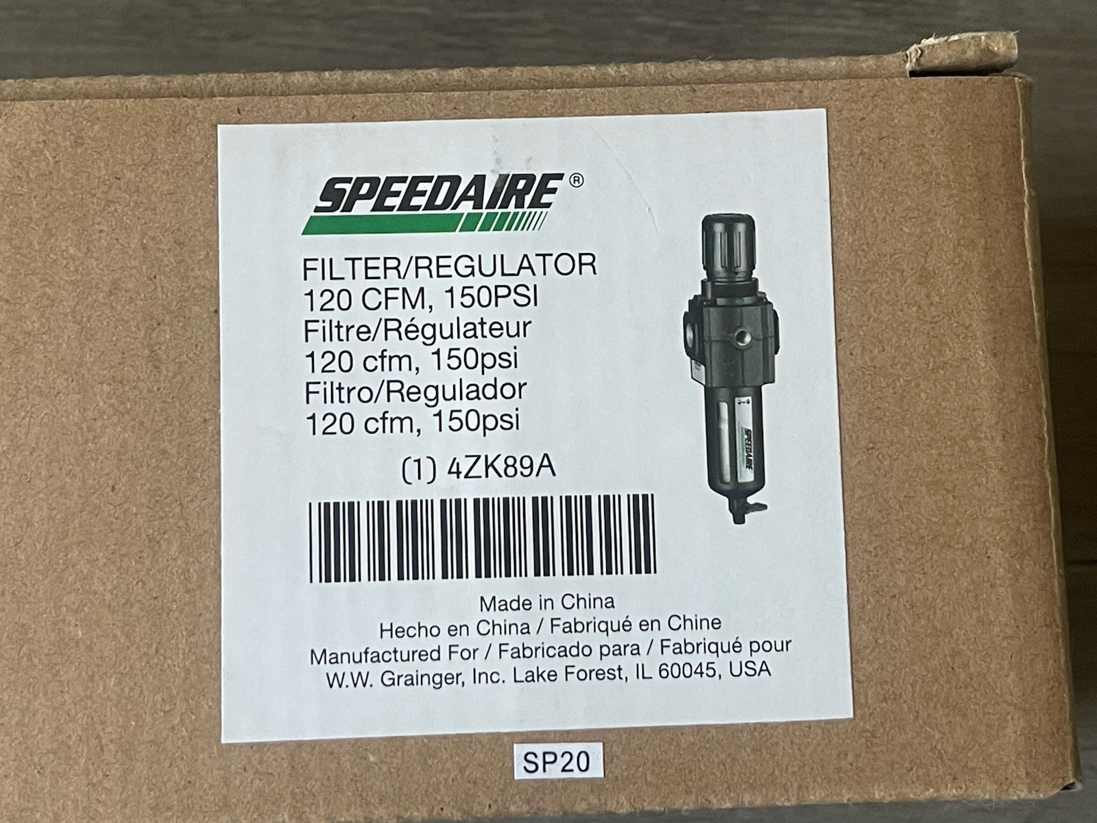 Speedaire 4Zk89 Filter/Regulator,120 Cfm, 150Psi
