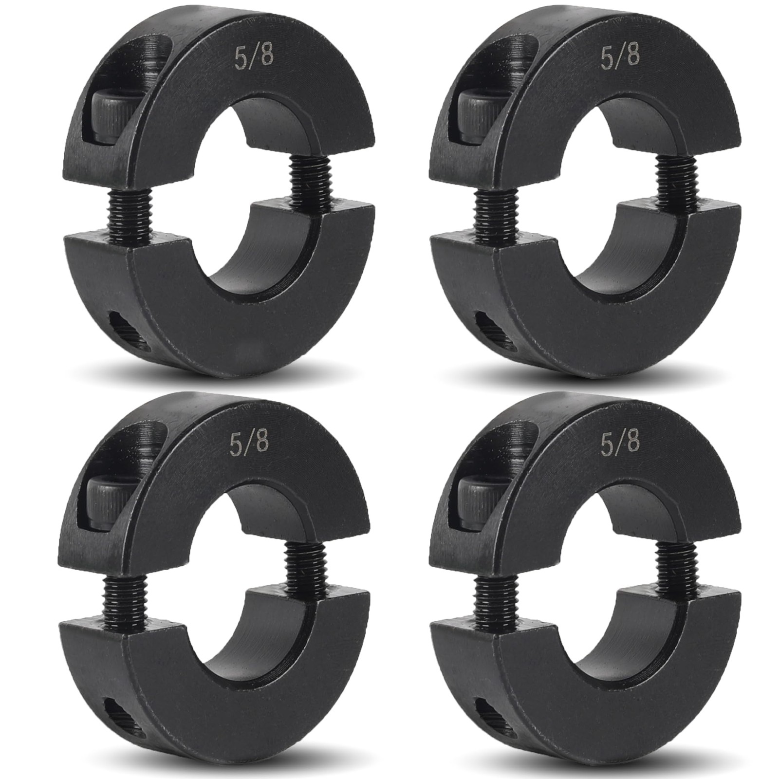 TonGass (4-Pack, Black) 5/8″ Bore Double Split Clamp-On Shaft Collars Screw…