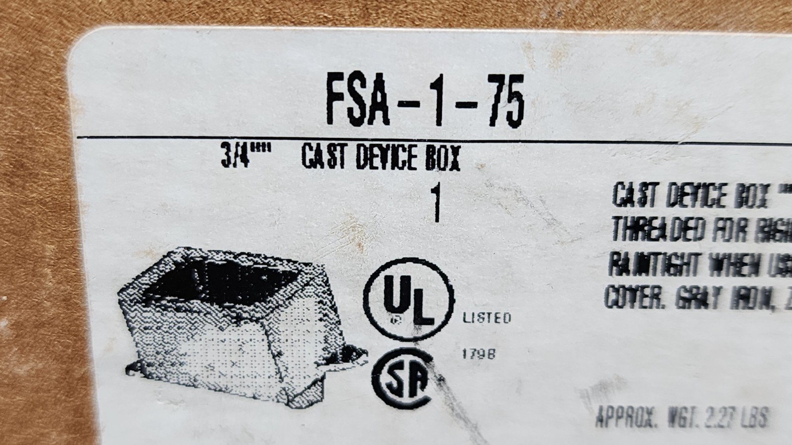 O-Z GEDNEY FSA-1-75 3/4″ CAST DEVICE BOXES (Qty 2)