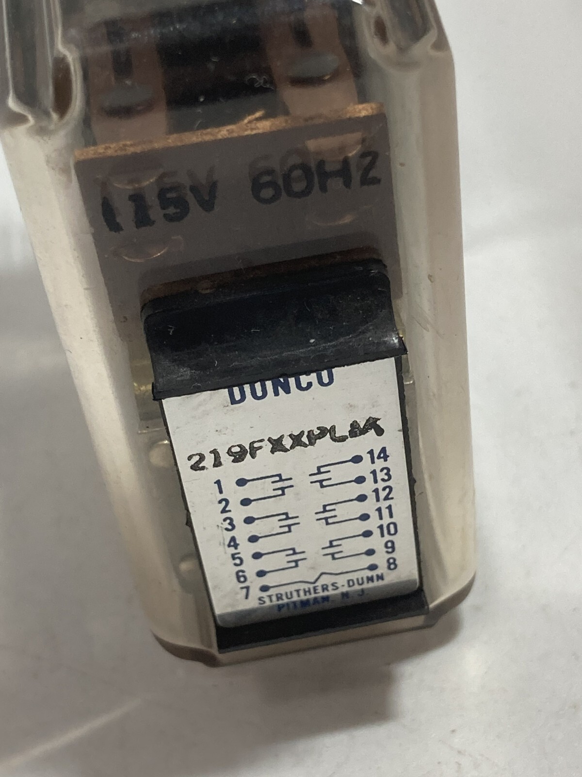 STRUTHERS DUNN 219FXXPLM RELAY 115V 60HZ 230V CONTACT RATING 10A