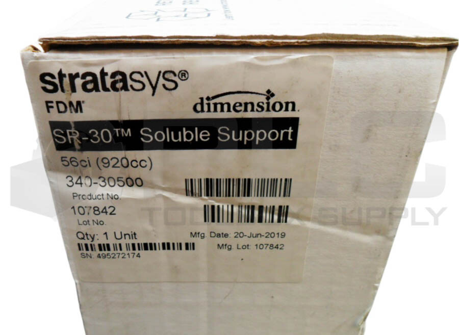 STRATASYS SR-30 SOLUBLE SUPPORT 13% 56CI 340-30500 108187 *READ*