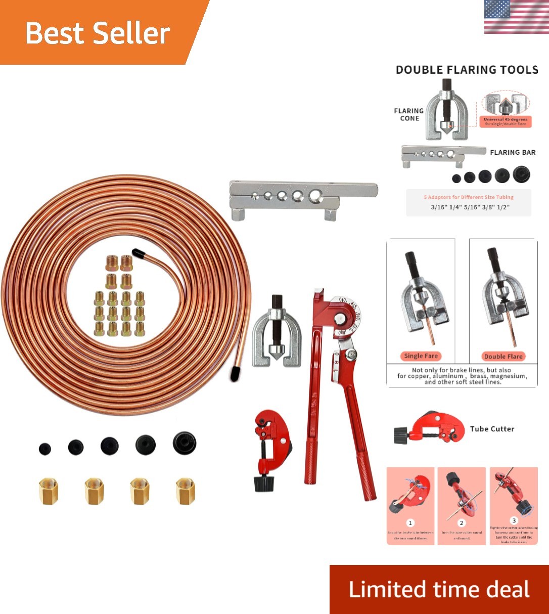Brake Line Bender1/4 Inch – Upgraded 25 Feet Brake Line Kit for Ford/Dodge + …