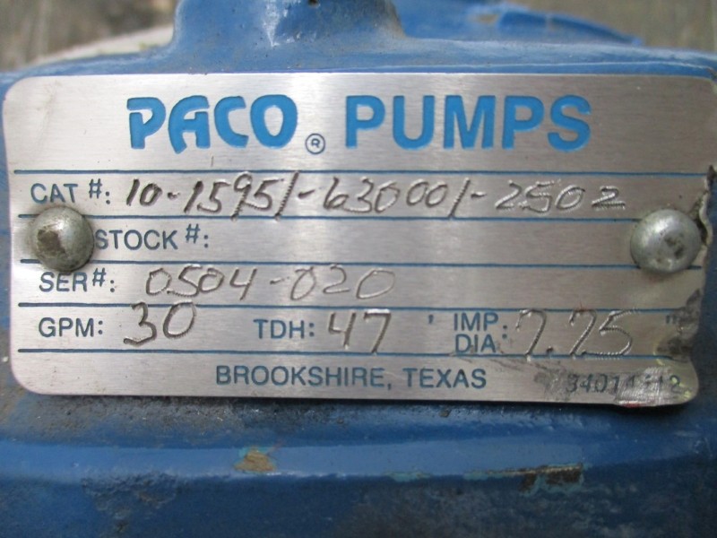 PACO PUMPS 10-1595/-63000/-2502 W/ WEG 00158ES3E145JM 208-230/460V