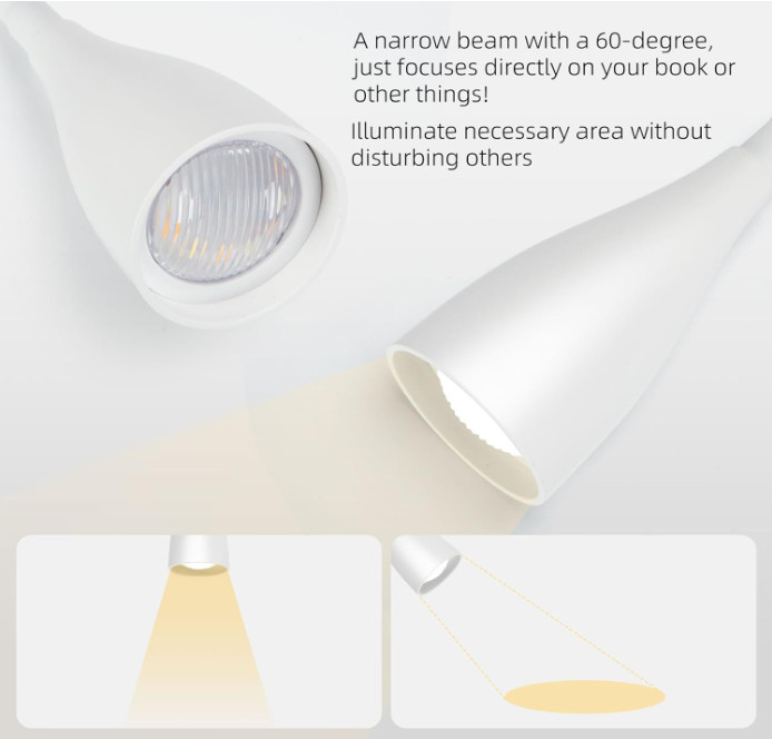 LiFMIRA Wall-Mounted LED Bedside Reading Light with USB Charging Port, 10-Level