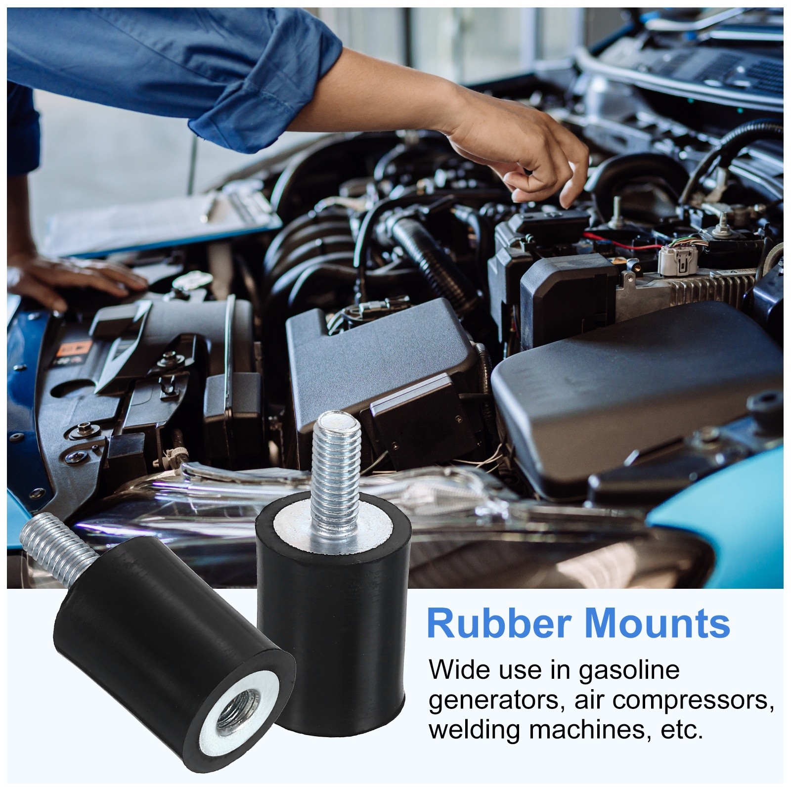 4Pcs M5x16mm Rubber Mounts, 15x20mm(DxH) Rubber Shock Absorber Mount with Nuts