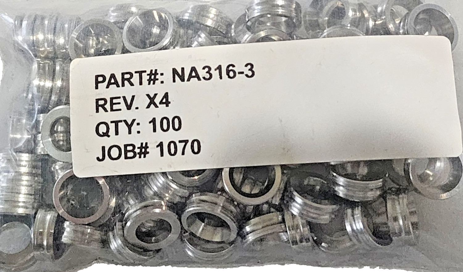 (100) Parts# NA316-3, REV. X4, 316 SS Replacement Part: OD13.5mm x ID8mm X W5mm