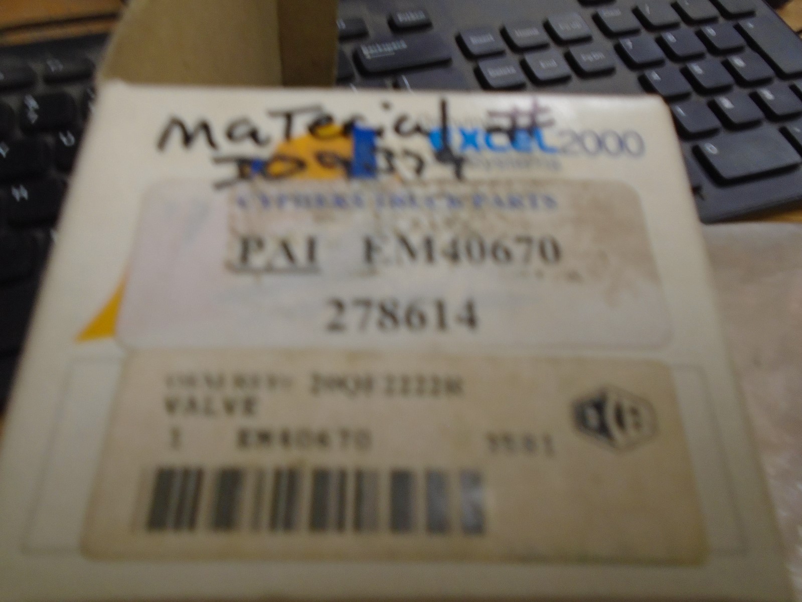 EXCEL2000 Air Systems Valve EM40670 278614 NIB