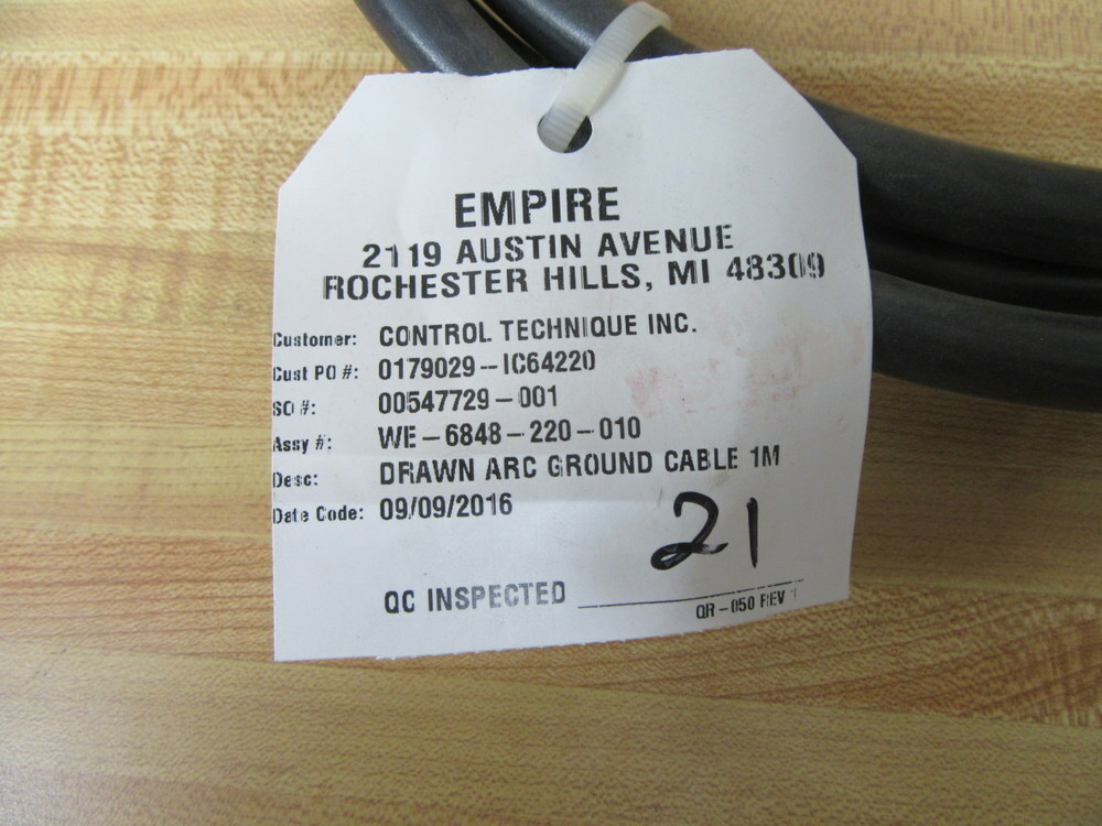 Empire WE-6848-220-010 Drawn Arc Ground Cable 1M