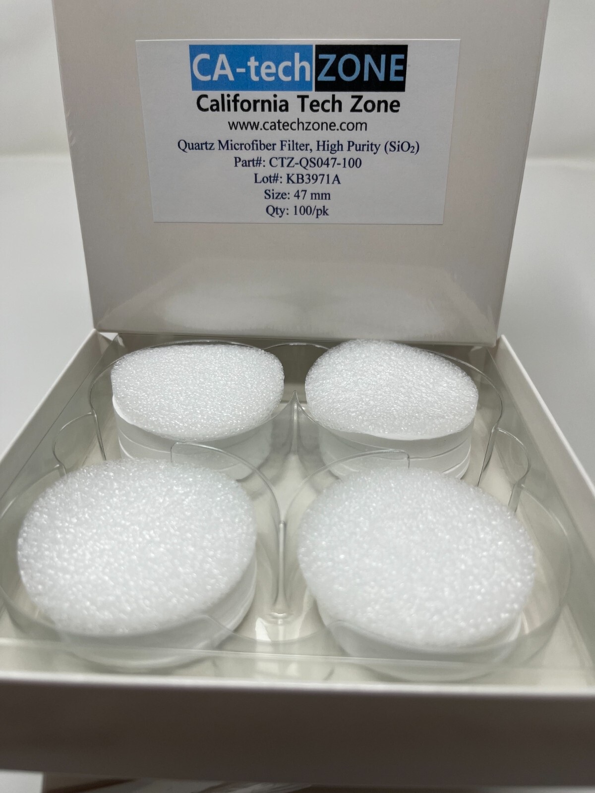 Quartz Microfiber Filter, High Purity (SiO2), (47 mm) (100/pk) CA-tech ZONE