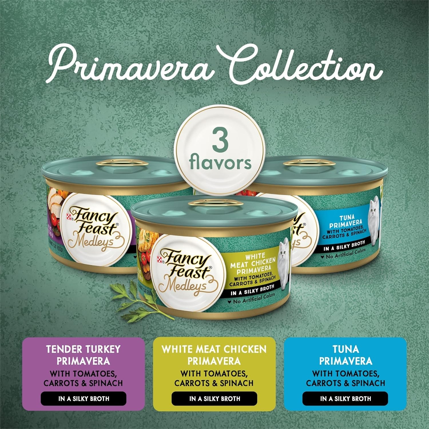 5 Pack – Fancy Feast Medleys Adult Cat Wet Food, Primavera Collection,3oz x 12ct