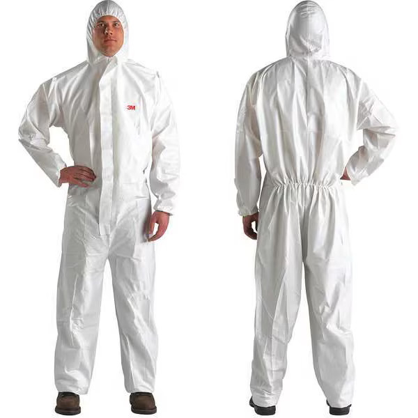 3m Hooded Disposable Coveralls, 2XL, White, Microporous Laminate 4510-XXL 3m