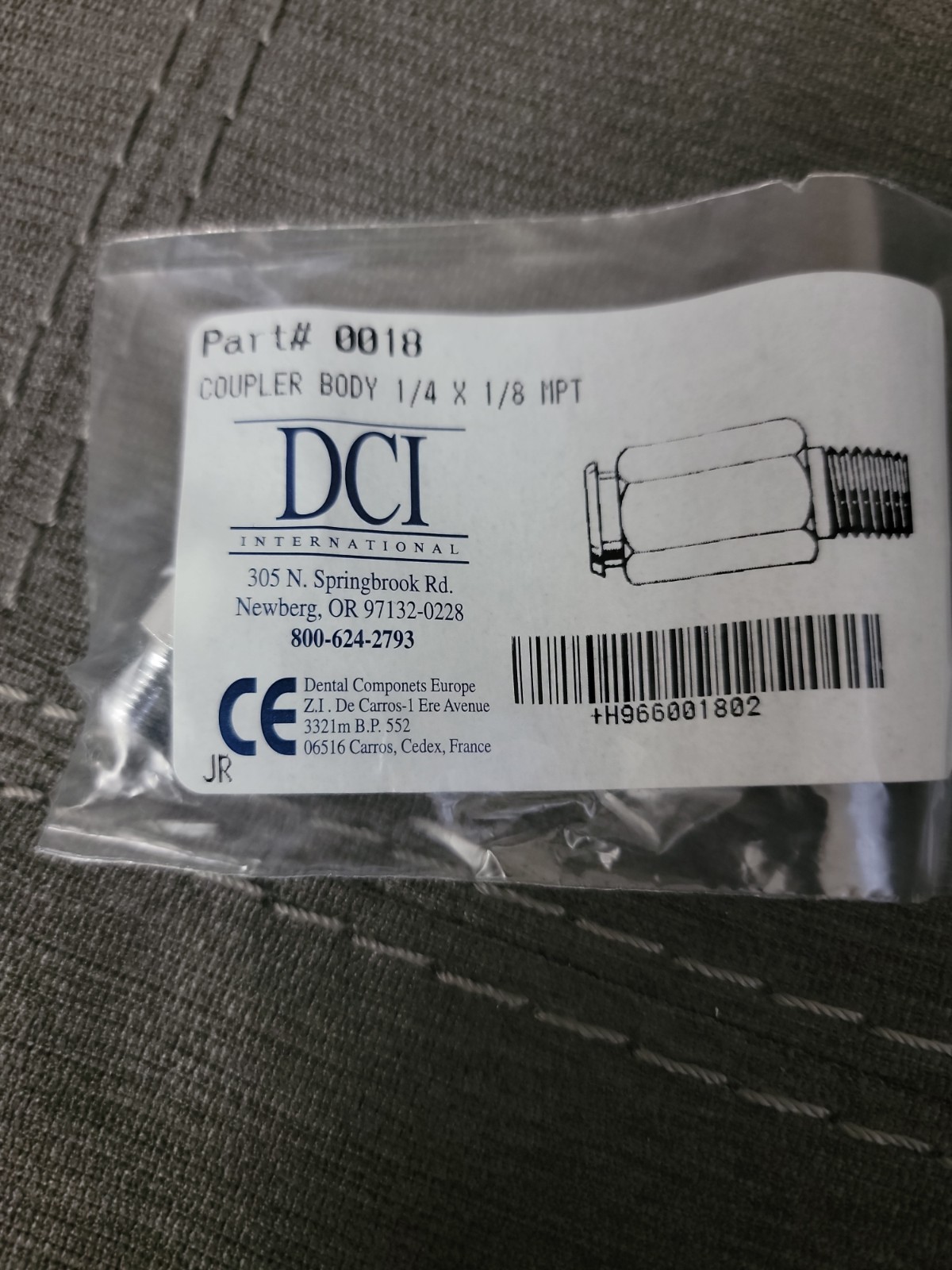 DCI PART # 0018 COUPLER BODY 1/4 X 1/8 MPT. NEW IN BAG