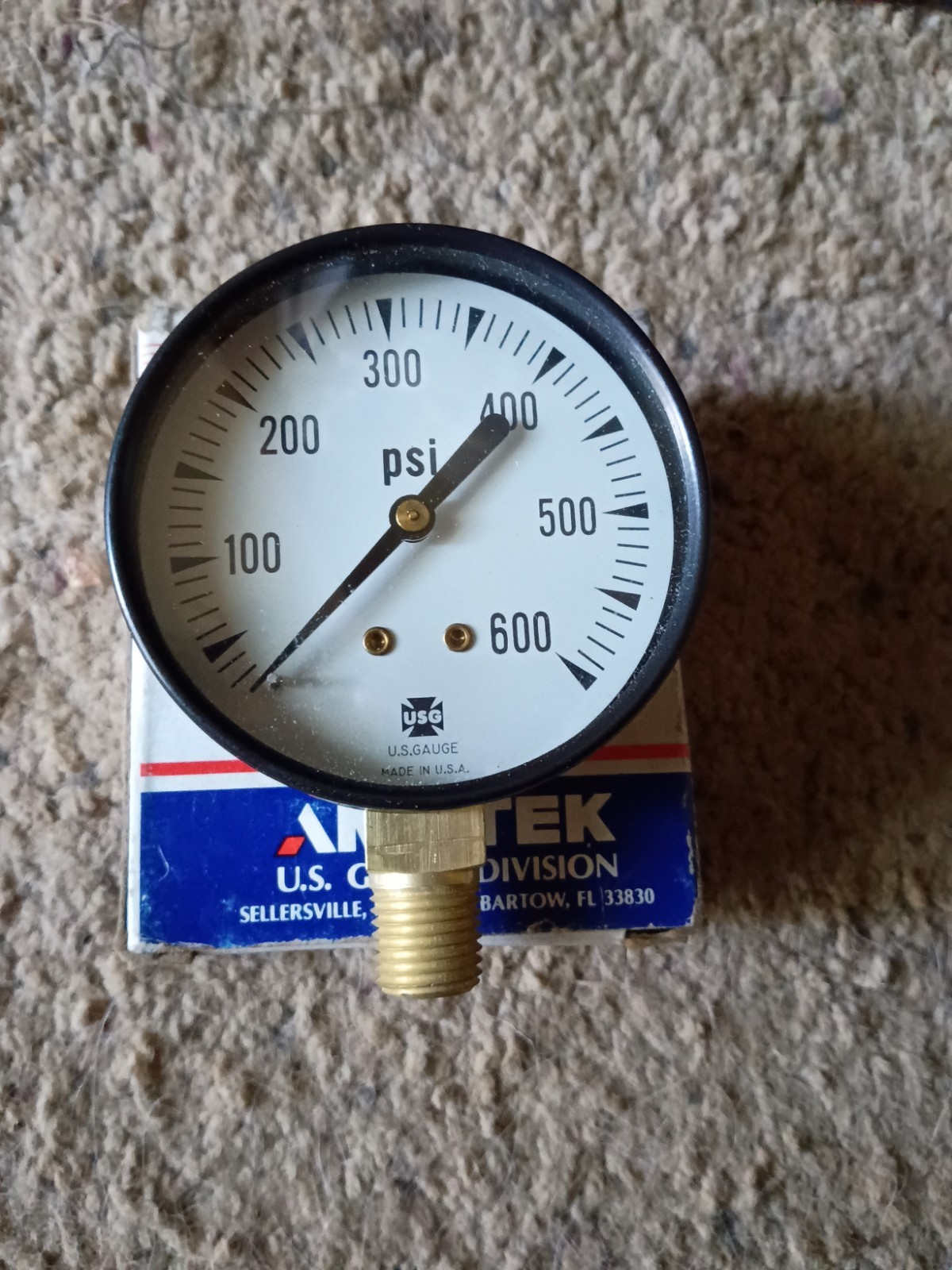 USG GAUGE AMETEK 046648 0-600PSI 2 1/2 IN FACE 1/4″NPT