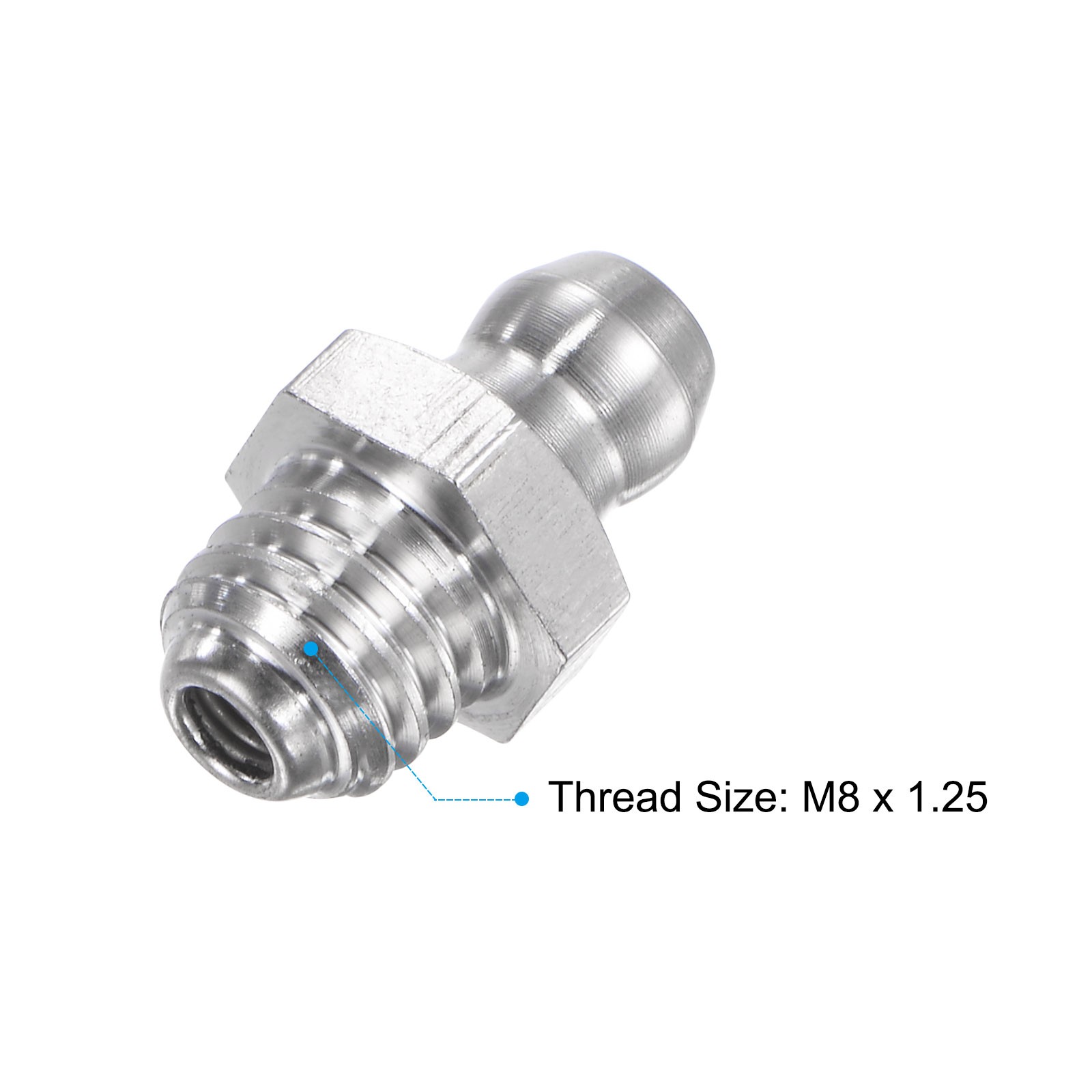 2Pcs Metric Stainless Steel Straight Hydraulic Grease Fitting M8 x 1.25mm