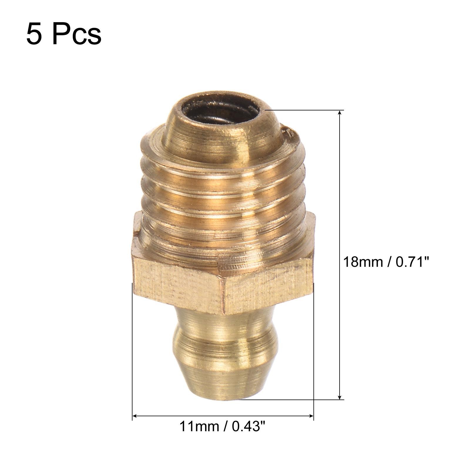 5Pcs Brass Straight Hydraulic Grease Fitting Accessories M10 x 1.25mm Thread