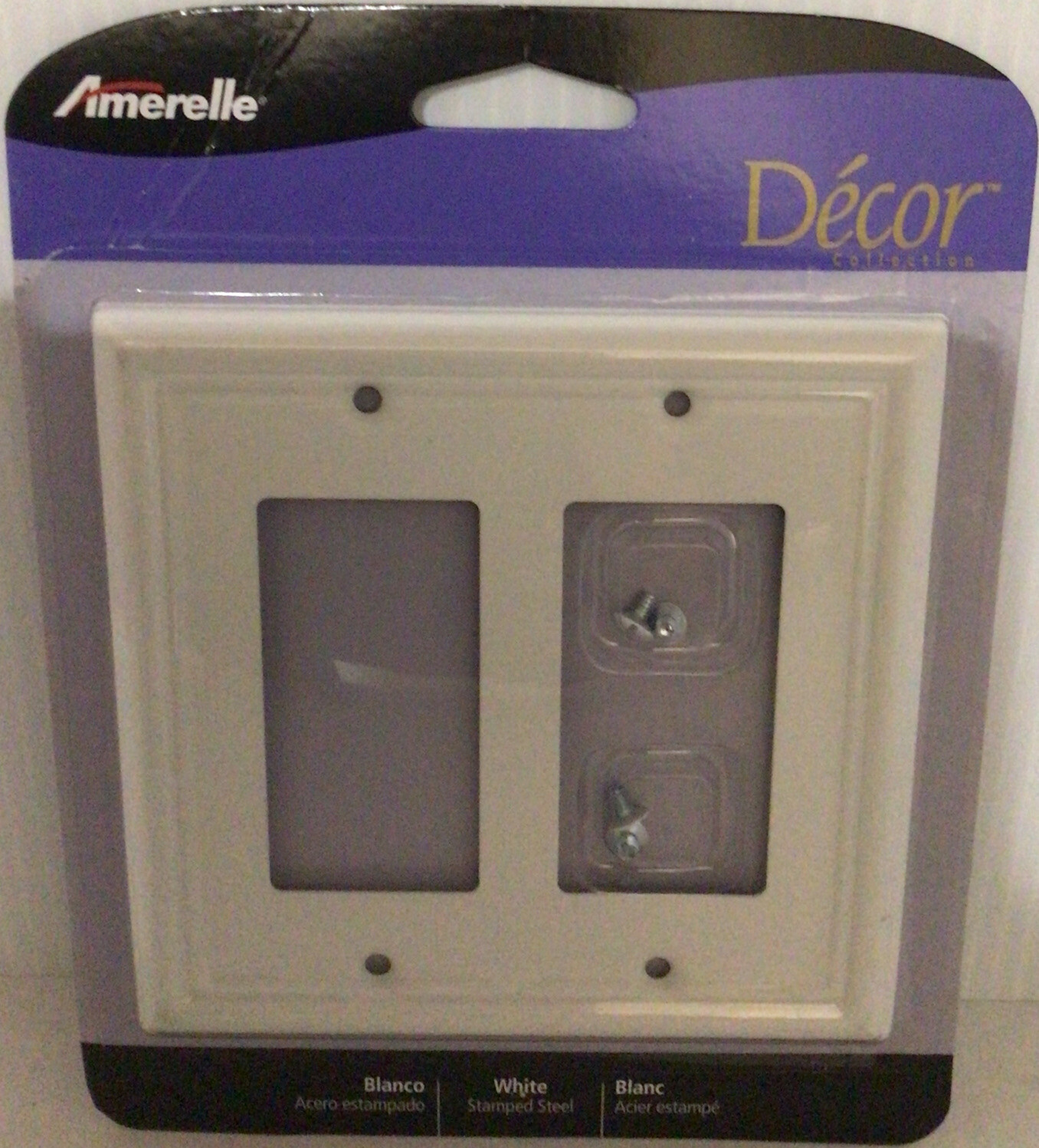 Amerelle 149RRW Chelsea White 2-Gang Stamped Steel Rocker Wall Plate