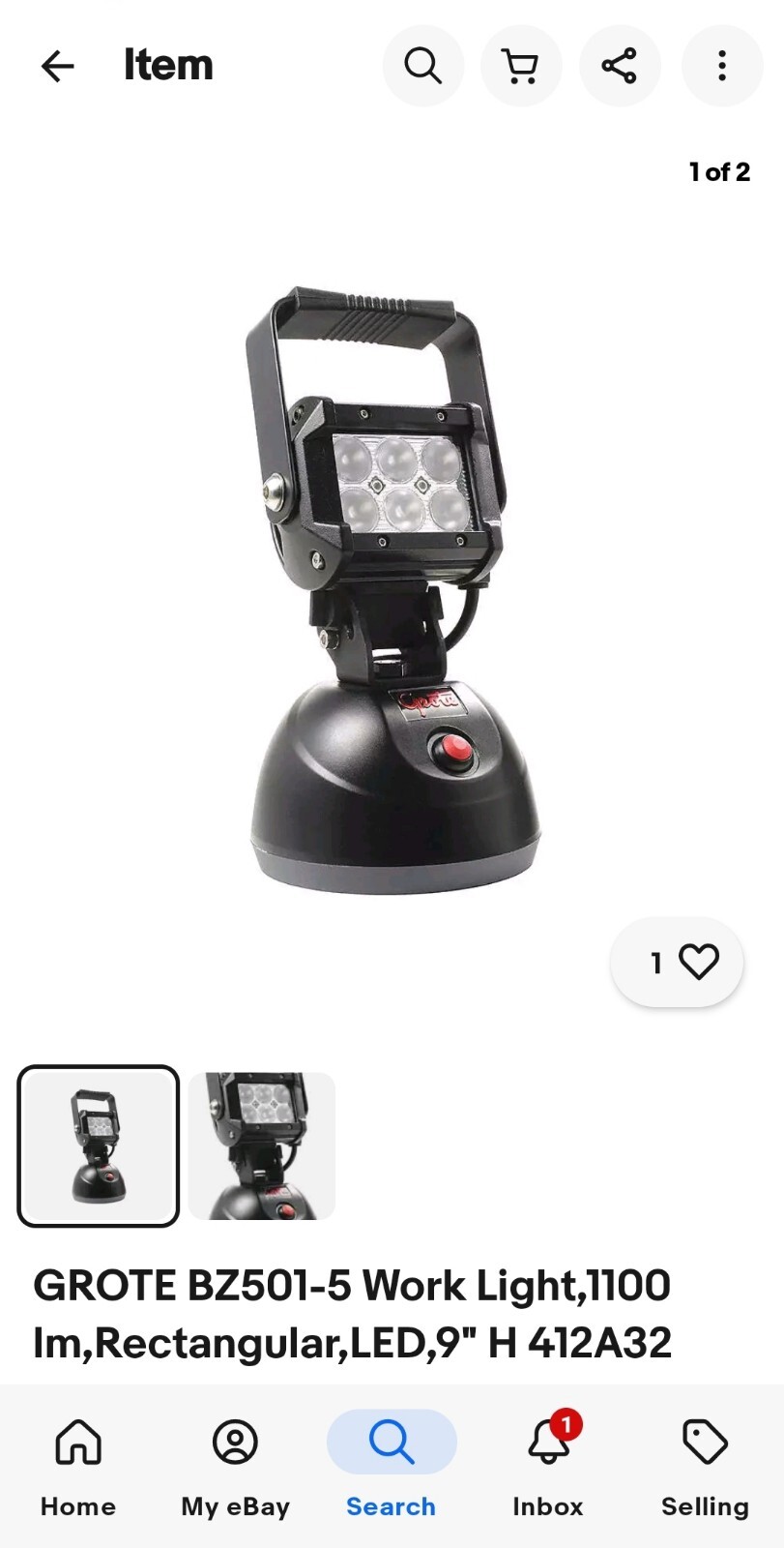 GROTE BZ501-5 Work Light,1100 lm,Rectangular,LED,9″ H 412A32