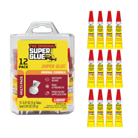 Super Glue 15187 Instant Adhesive, 0.07 Fl Oz, Tube, Clear, Pk12