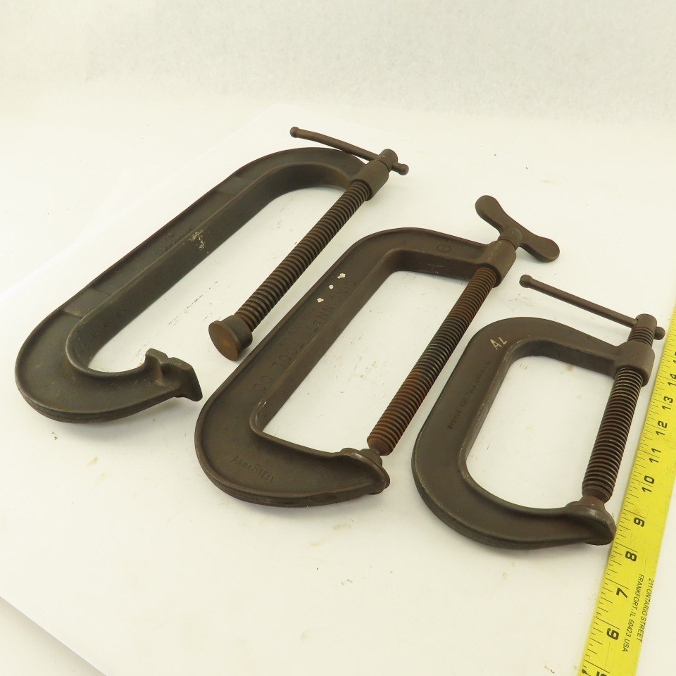 Drop Forged Steel 10″ 8″ & 5″ C-Clamp Tool Lot of 3