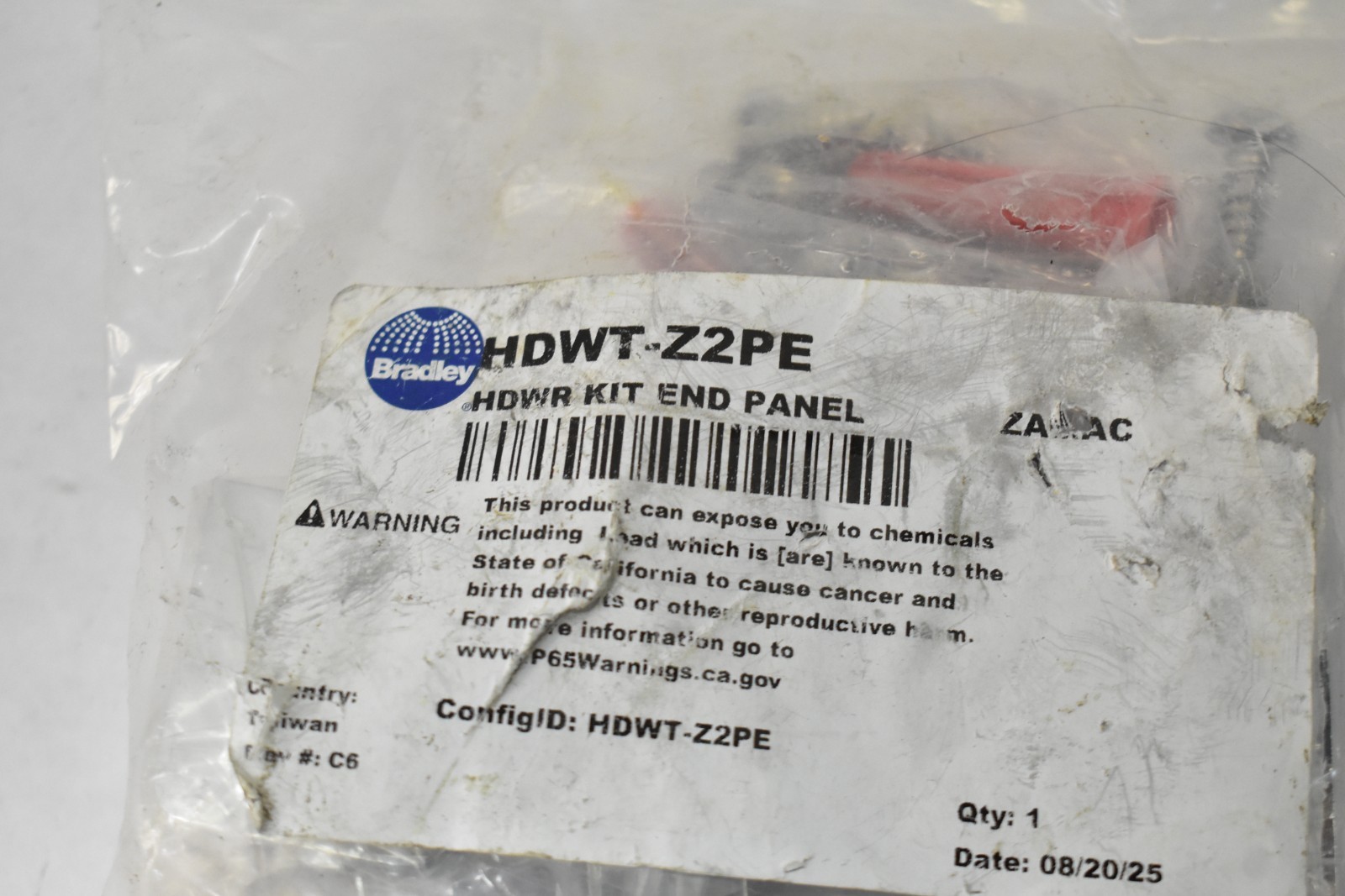 Bradley Bathroom Partition End Panel Hardware Kit Baked Enamel Zamak HDWT-Z2PE