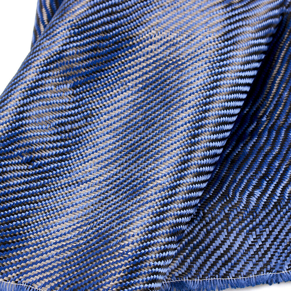12″ x 5FT Twill Weave Carbon Fiber Fabric Cloth Black Blue(3K, 9.1oz, 59″ x 12″)