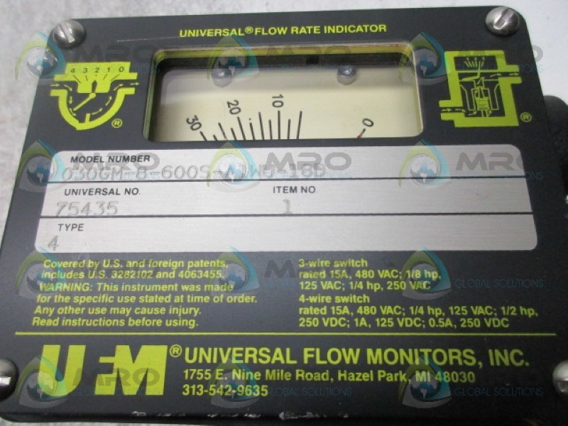 UFM 030GM-8-600S-A1WU-18D UNIVERSAL FLOW RATE INDICATOR NSNP