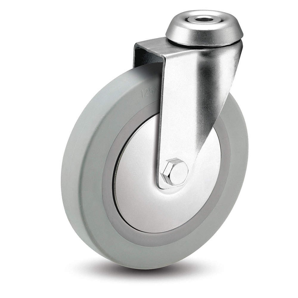 MEDCASTER RZ02TPN070SWHK04 Bolt-Hole Caster,2″dia,Swivel,Rubber 56HC17
