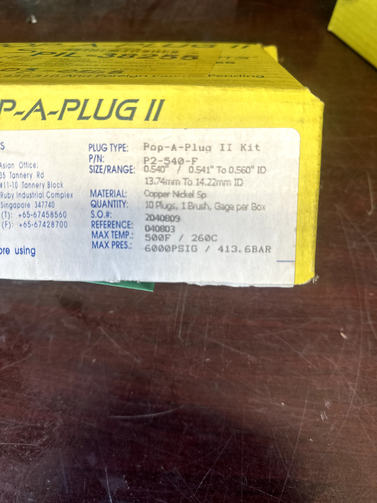 Pop-A-Plug P2-540-F, Box of 10, .540″ Plug Kit, New in Box, Shipped Priority
