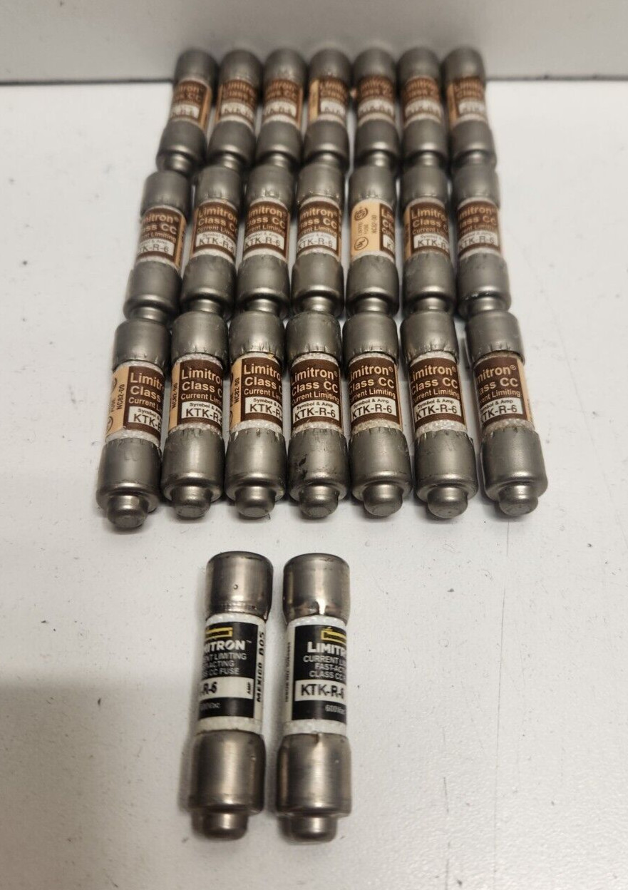 LOT OF 23 GUARANTEED! BUSSMANN LIMITRON 6A 600V CLASS CC FUSES KTK-R-6