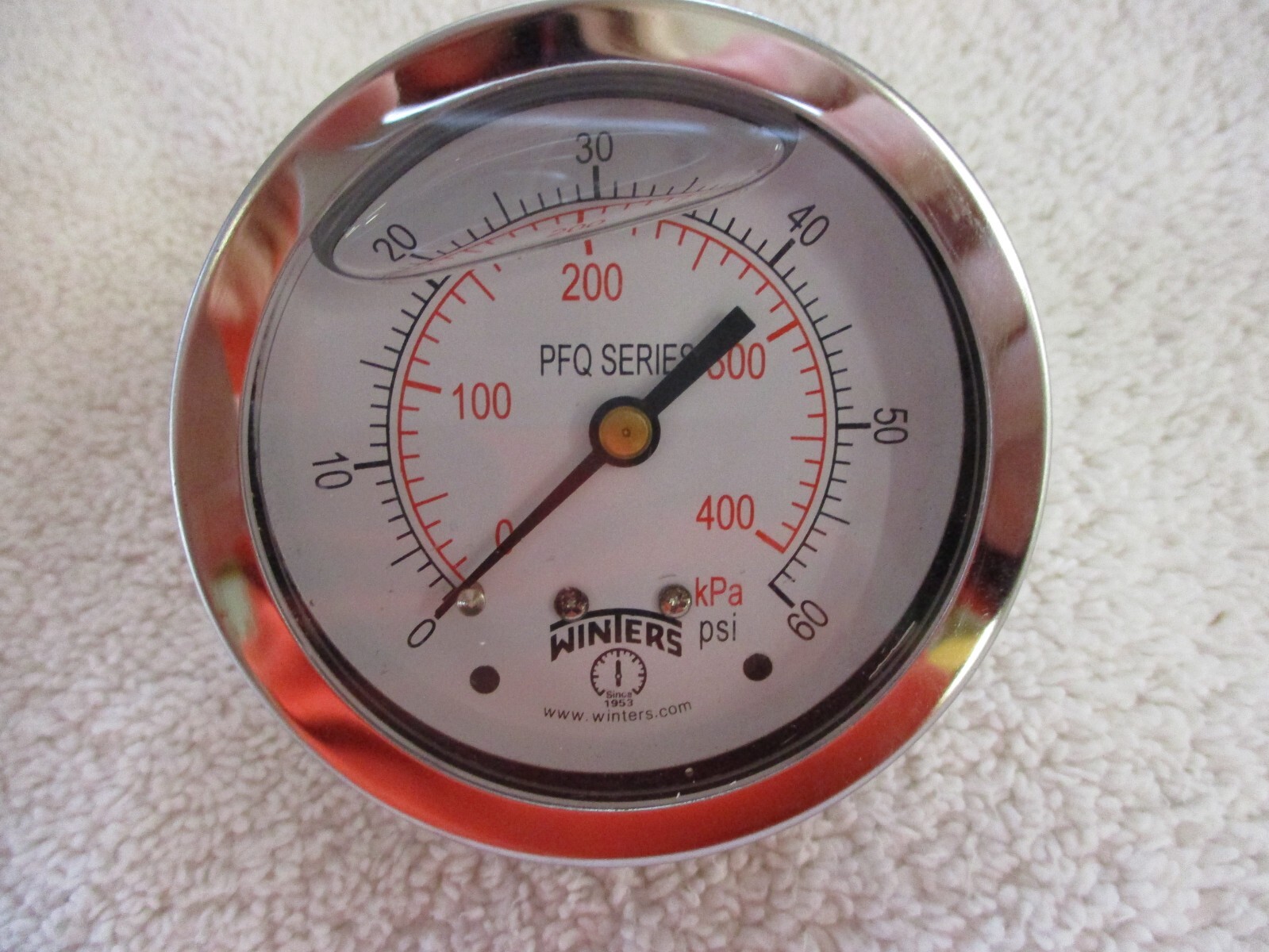 NIB Winters 2.5″, 1/4″NPT BACK 0-60PSI/KPA Pressure Guage PFQ903