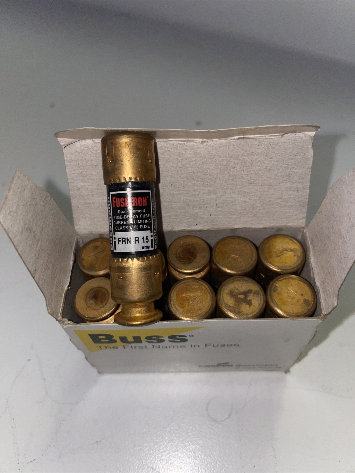 New Box Of (10) FRN-R-15 Bussmann FRN-R-15 Fusetron Fuses RK5 15A