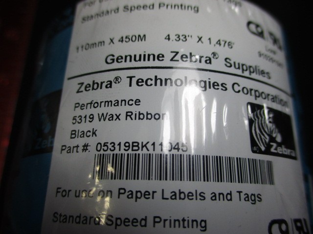ZEBRA TECHNOLOGIES 05319BK11045 ZEBRA 4.33″ X 1,476′ 5319 WAX RIBBON