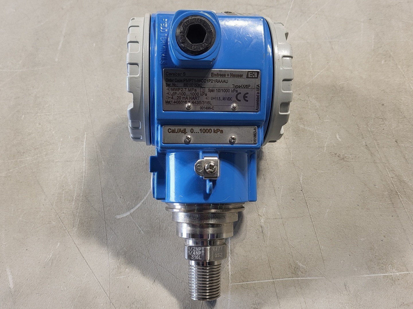 SURPLUS NEW ENDRESS+HAUSER PMP71-WCC1P21RAAAU Cerabar-S Digital Pressure