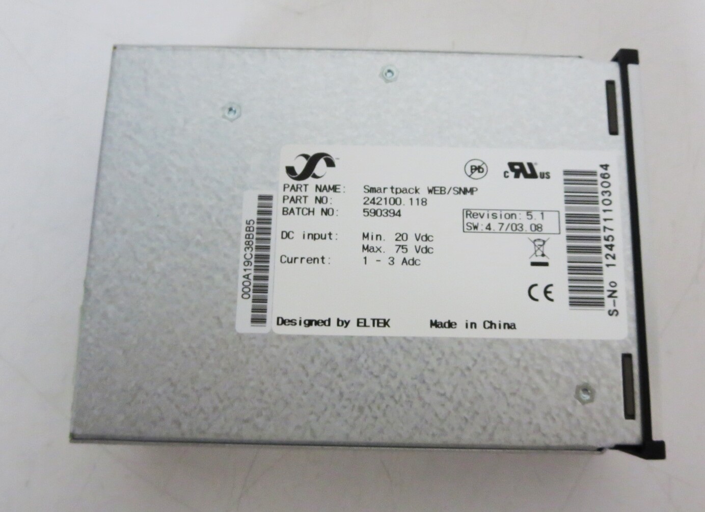 ELTEK 242100.118 CONTROL MODULE; SMARTPACK 6 RELAY; DC INPUT MIN-20 VDC/ MAX 75