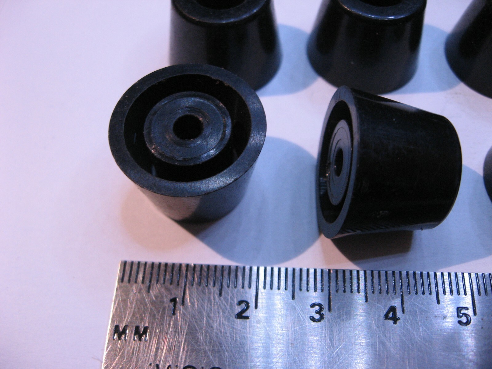 Equipment Foot Feet Black Plastic 20mm Dia x 15mm Tall w. Hole – NOS Qty 8