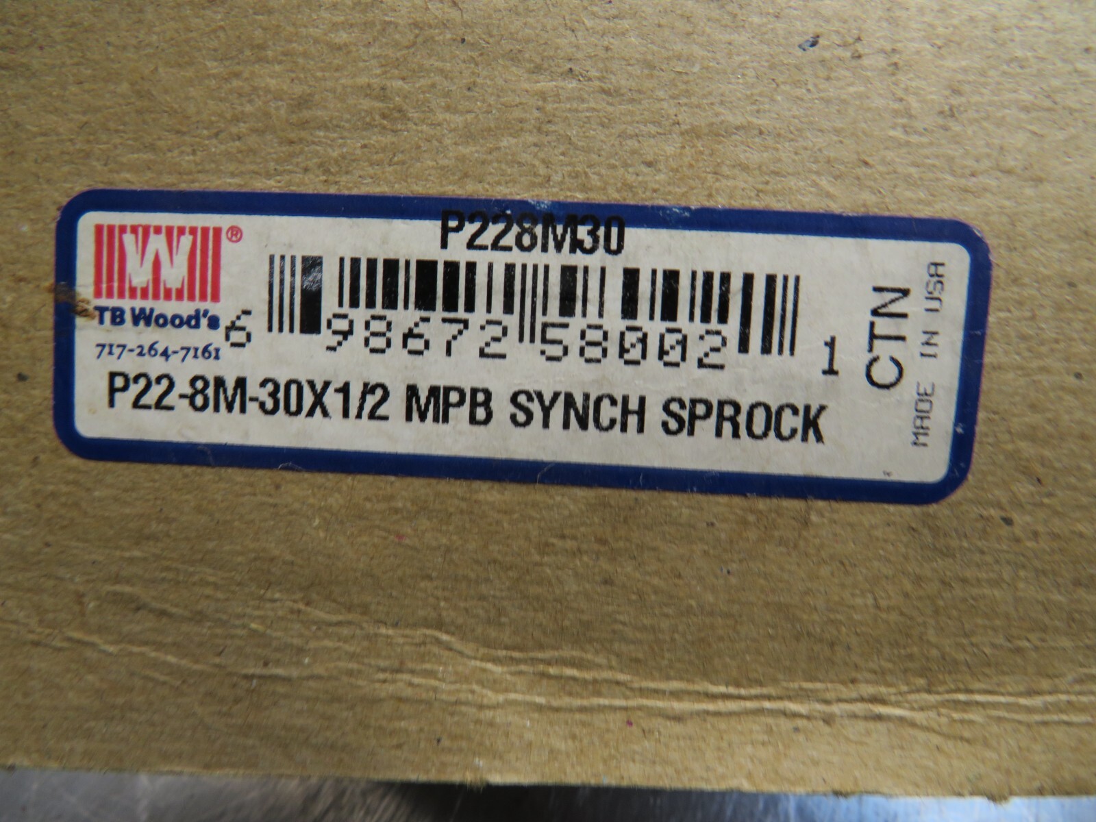 TB Woods P228M30 1/2″ Bore MPB SYNCH SPROCK P22-8M-30X1/2